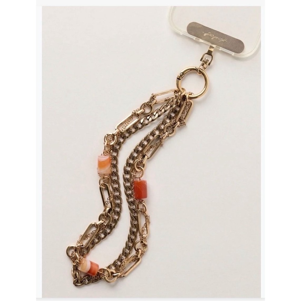 Free People Phone Wrist Chain Gold Layered Stone Detail 106293343 New